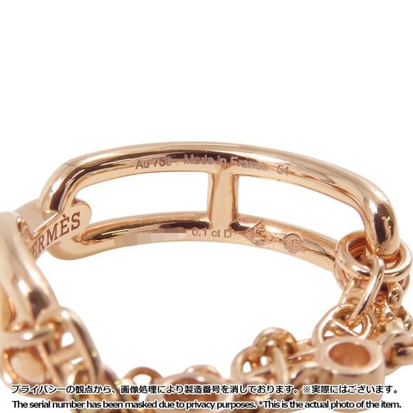 HERMES Chaine d'Ancre Chaos Ring PM Size 51/Approximately No. 9 18K Pink Gol. - Picture 7 of 10